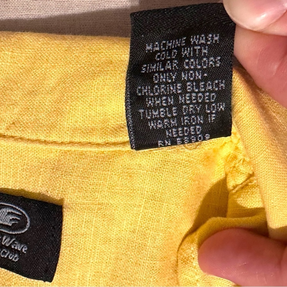 First Wave Boys Yellow Linen Blend Button Down Shirt Size 3 Embroidered - Picture 4 of 5